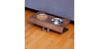 Support de gamelles ajustable pour chats et petits chiens de 4" hauteur en bois